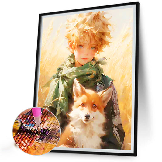 The Little Prince And The Fox Straw Field - Full Round Drill Diamond Painting 50*60CM