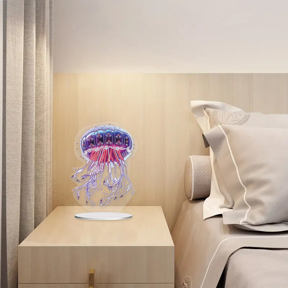 5D Diamond Painting Desktop Ornament for Home Office Desktop Decor (Jellyfish)