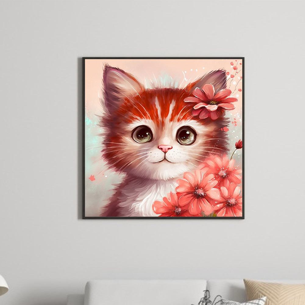Orange Cat - Full Round Drill Diamond Painting 30*30CM