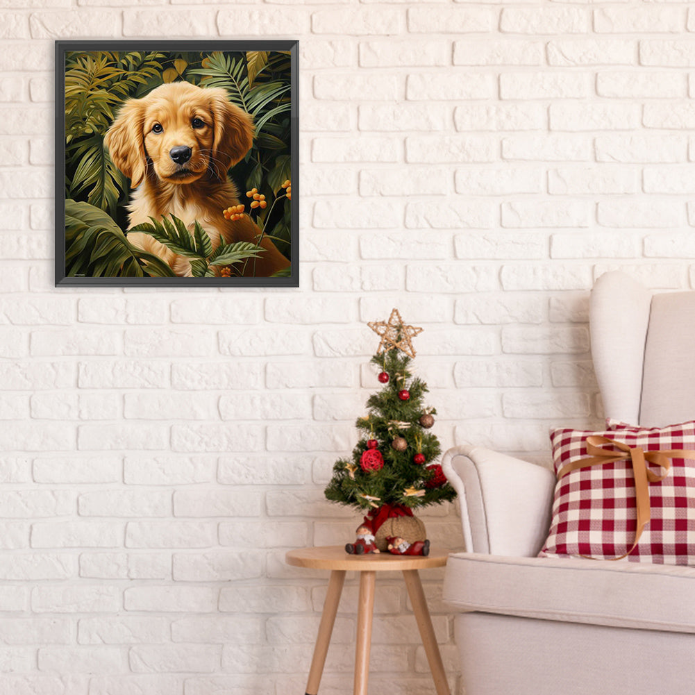 Golden Retriever Puppy - Full Round Drill Diamond Painting 30*30CM