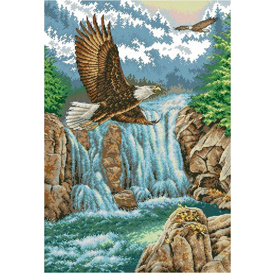 Waterfall Eagle - 11CT Stamped Cross Stitch 50*70CM