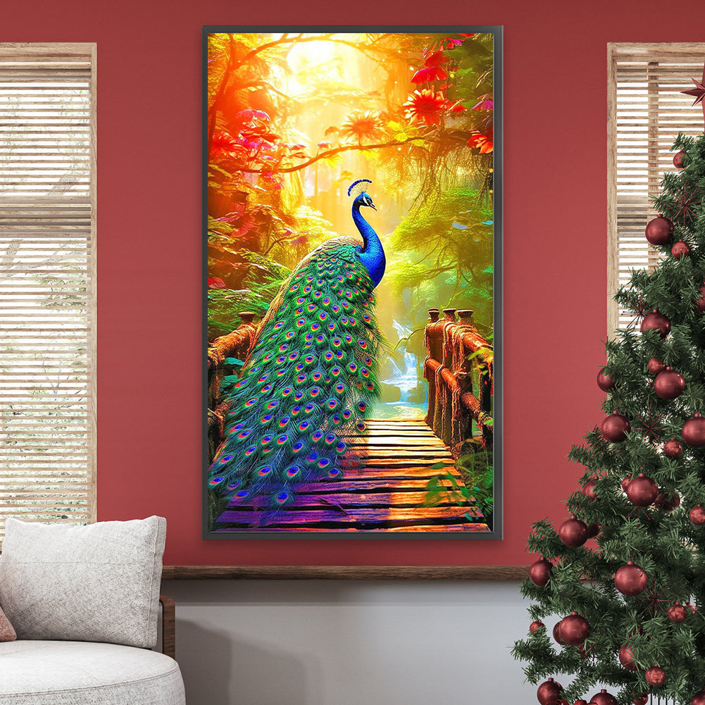 Peacock Under The Scorching Sun - Full Round Drill Diamond Painting 40*70CM