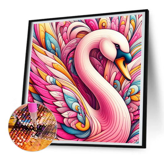 Pink Swan - Full Round Drill Diamond Painting 30*30CM