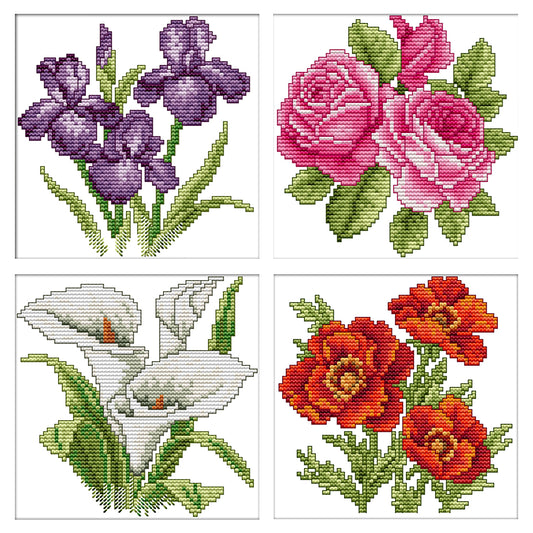 Flower Of Happiness - 14CT Stamped Cross Stitch 17*17CM(Joy Sunday)