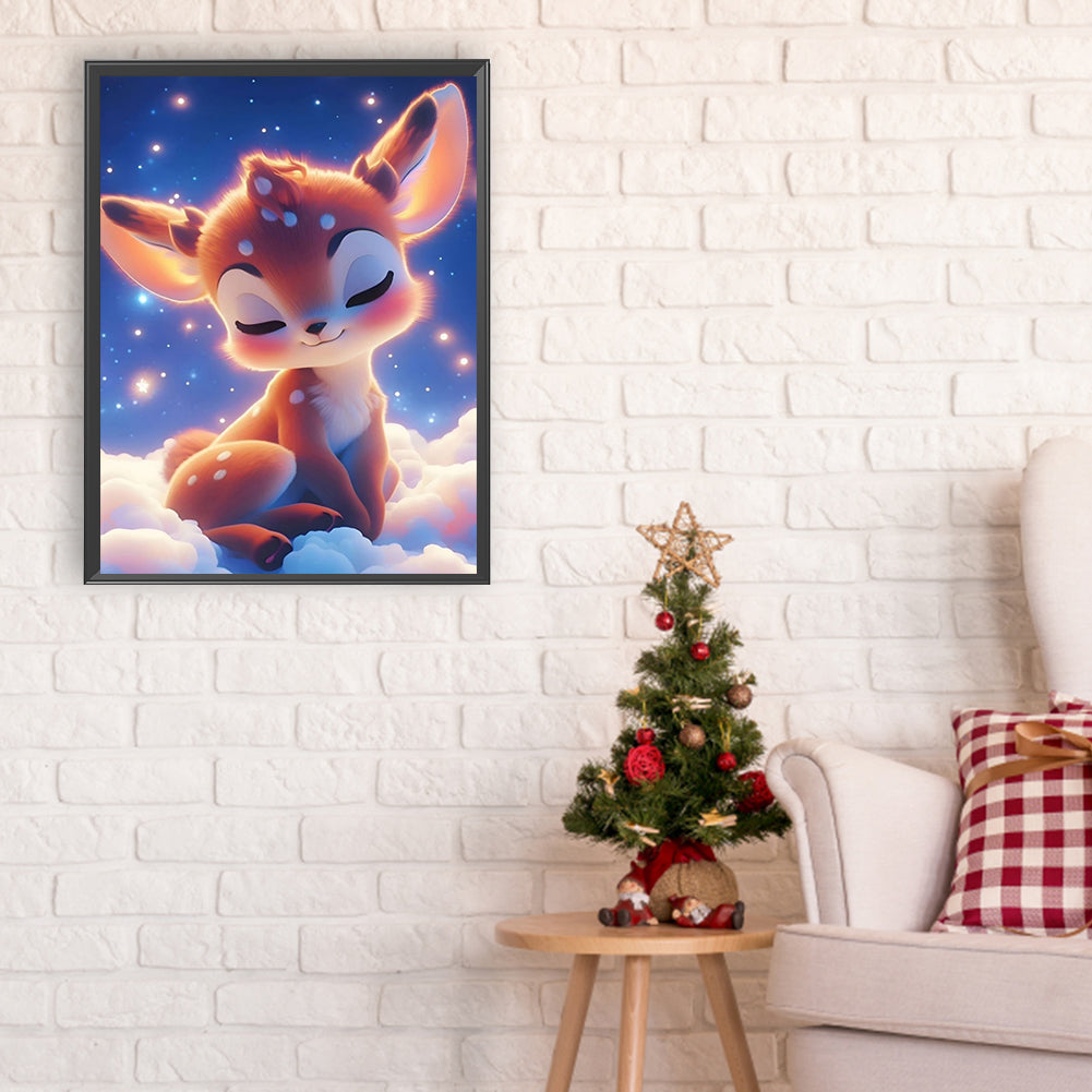 Deer Sleeping On The Clouds - Full Round Drill Diamond Painting 30*40CM