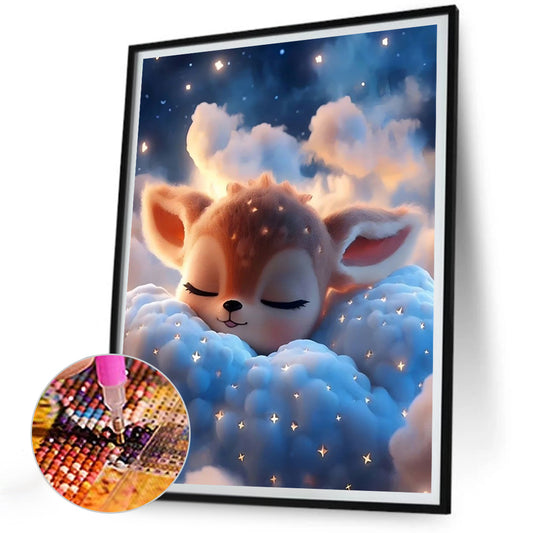 Deer Sleeping On The Clouds - Full Round Drill Diamond Painting 30*40CM
