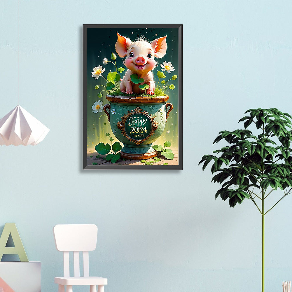 Happy Piggy - Full Round Drill Diamond Painting 40*60CM