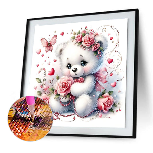 Bear And Rose - Full Round Drill Diamond Painting 30*30CM