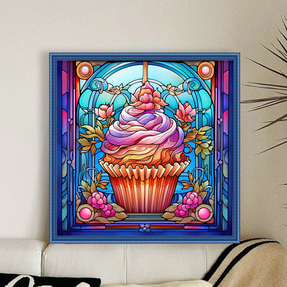 Glass Painting-Tea Cup Cake - 11CT Stamped Cross Stitch 40*40CM