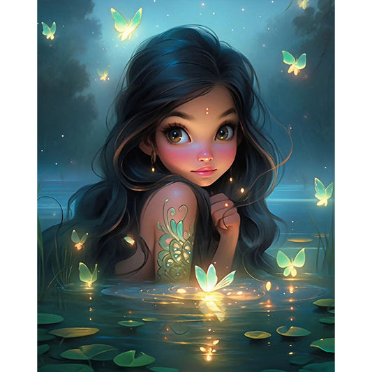 Girl In The Middle Of The Lake - Full AB Round Drill Diamond Painting 40*50CM