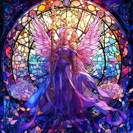 Glass Painting-Angel Girl - 18CT Stamped Cross Stitch 45*45CM