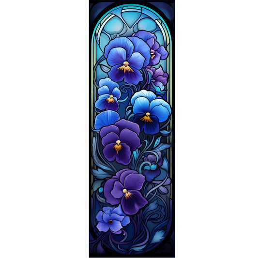 Glass Painting-Blue Flowers - 11CT Stamped Cross Stitch 30*90CM