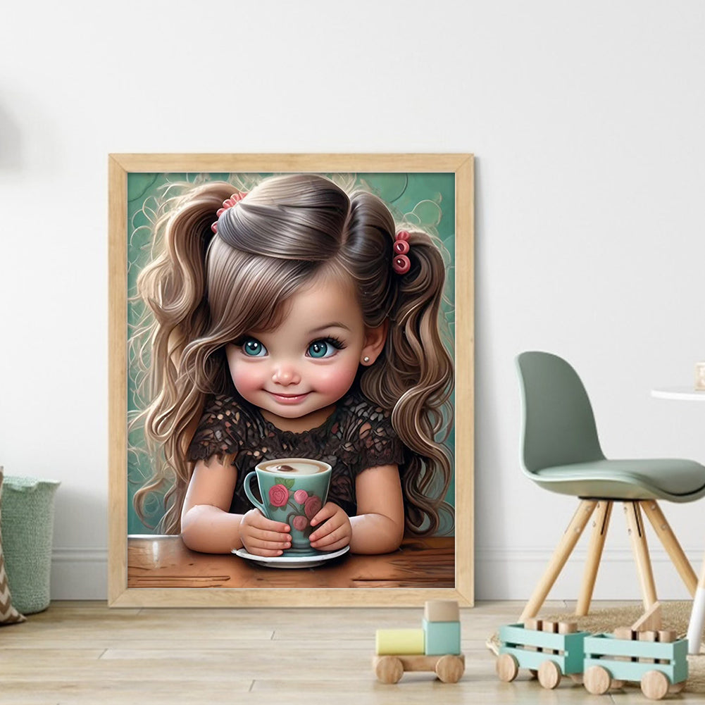 Black Hair Little Girl - 14CT Stamped Cross Stitch 40*50CM