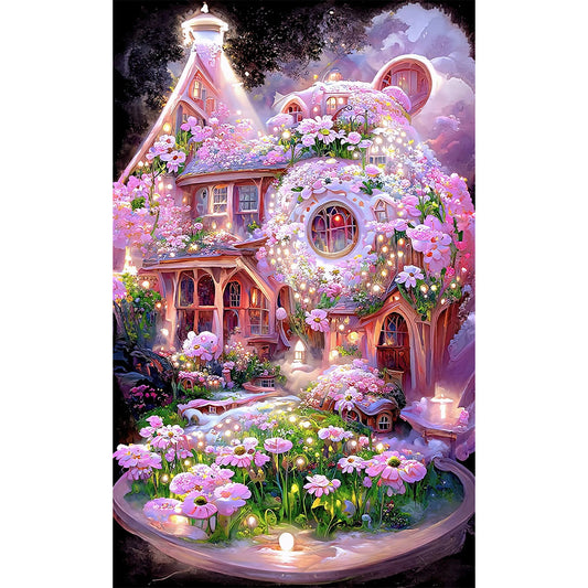 Pink Flower Room - Full AB Round Drill Diamond Painting 40*65CM