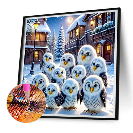 Bald Owl - Full Round Drill Diamond Painting 30*30CM