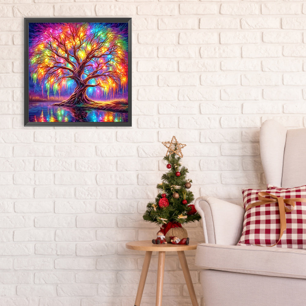 Colorful Tree Of Life By The Lake - Full Round Drill Diamond Painting 30*30CM