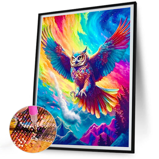 Soaring Colorful Owl - Full Round Drill Diamond Painting 30*40CM