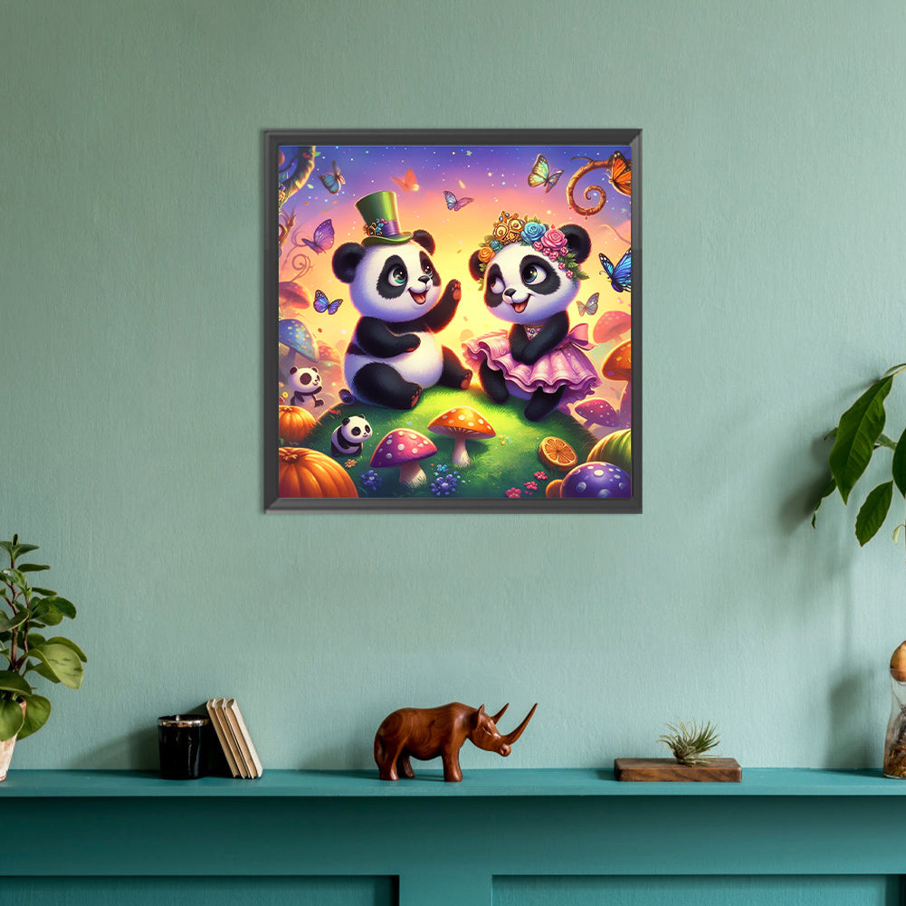 Two Pandas - Full Round Drill Diamond Painting 30*30CM