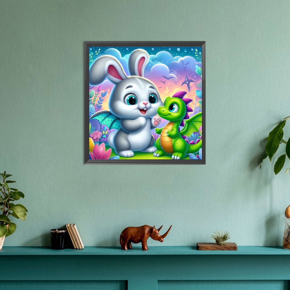 Rabbit And Dinosaur - Full Round Drill Diamond Painting 30*30CM
