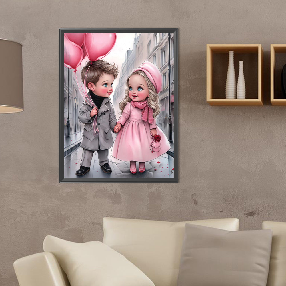 Sweet Couple - Full Round Drill Diamond Painting 30*40CM