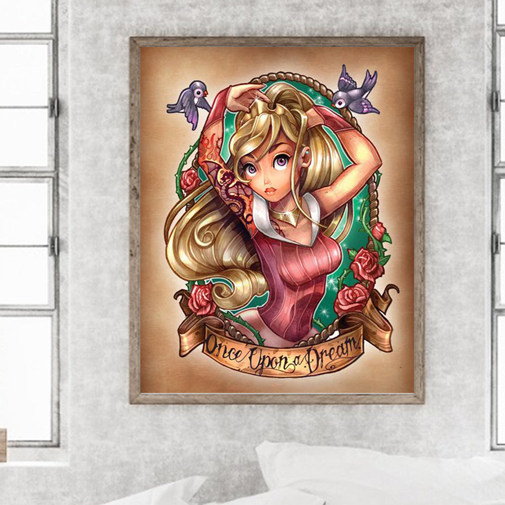 Sleeping Beauty Once Upon A Time There Was A Dream - Full Round Drill Diamond Painting 40*50CM