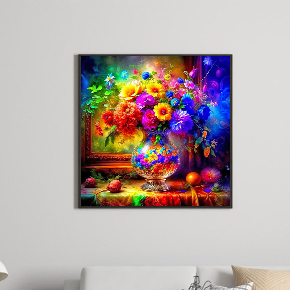 Colorful Oil Painting Flowers - Full Round Drill Diamond Painting 40*40CM