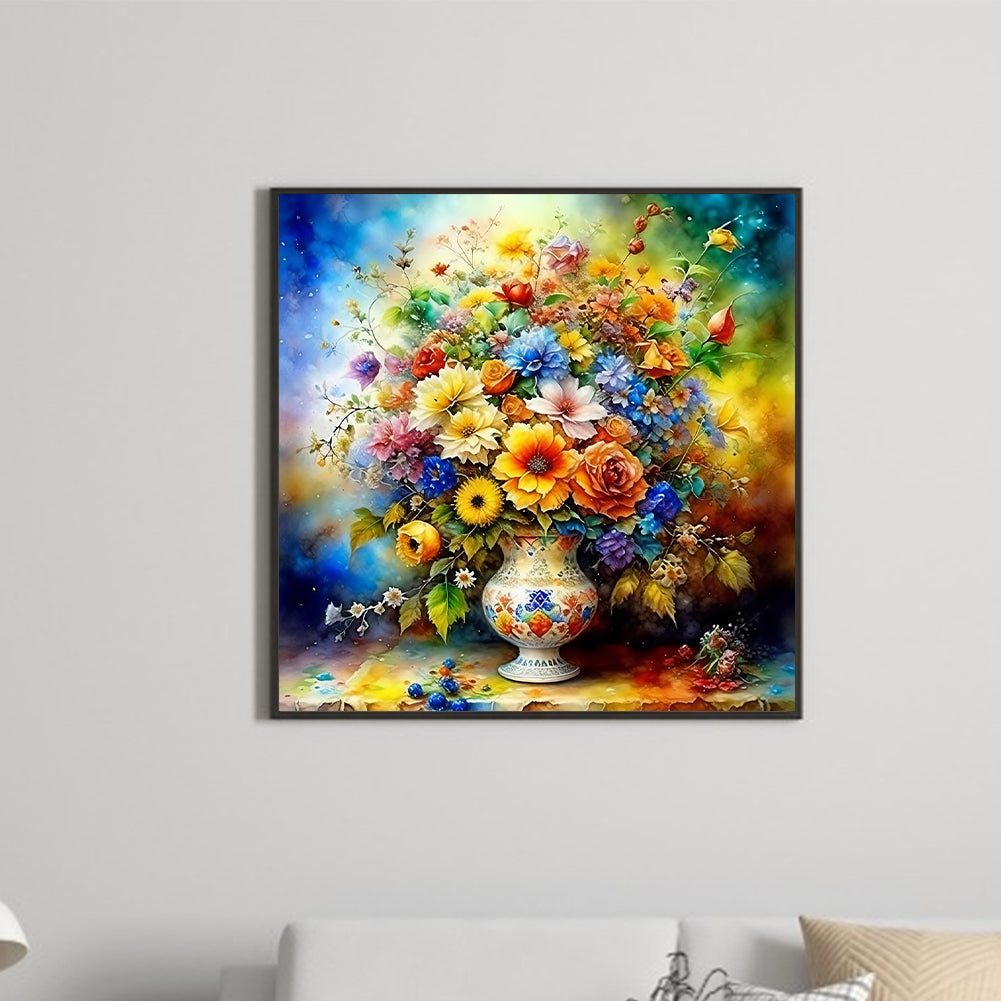 Colorful Background Of Flowers - Full Round Drill Diamond Painting 40*40CM