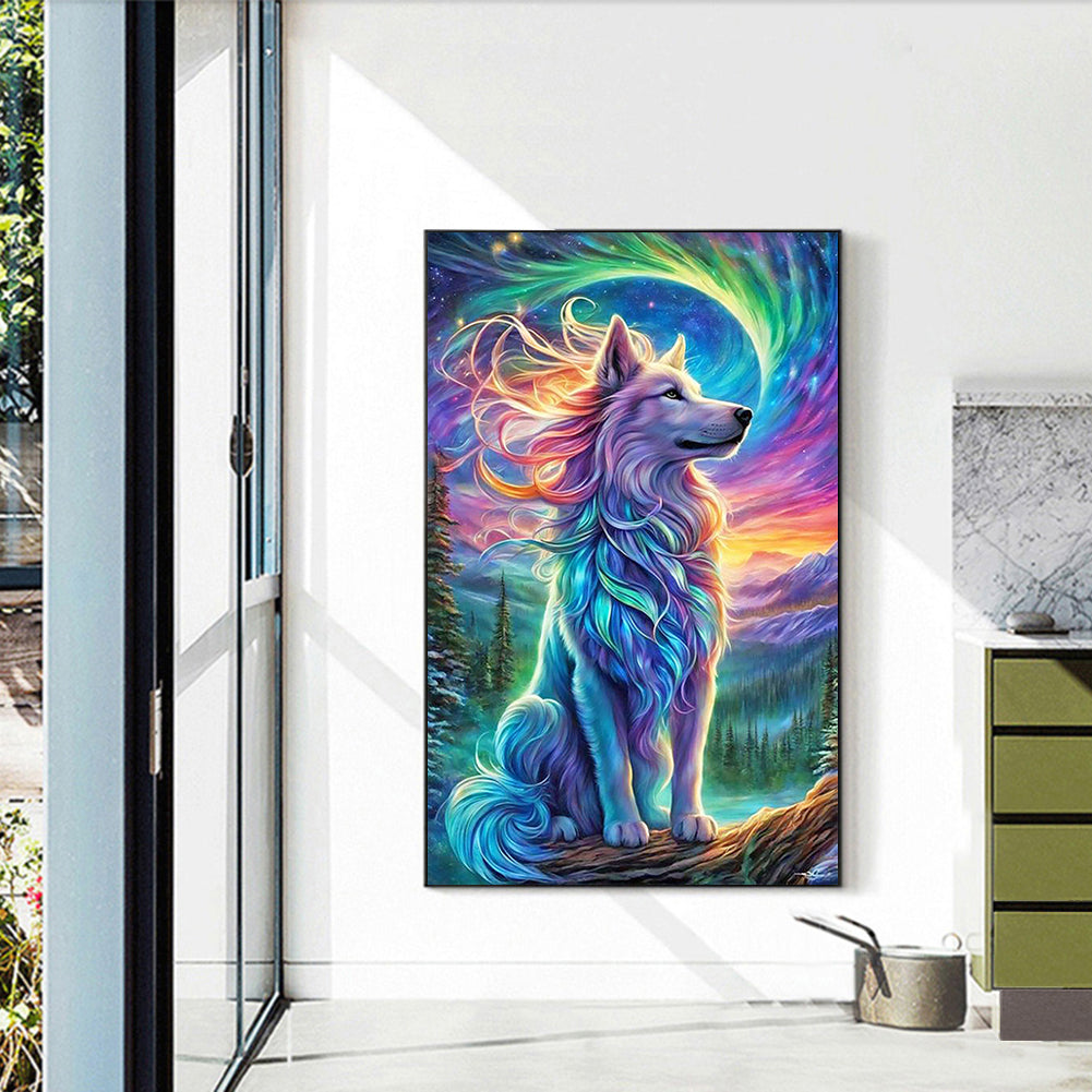 Aurora White Wolf - Full Round Drill Diamond Painting 40*60CM