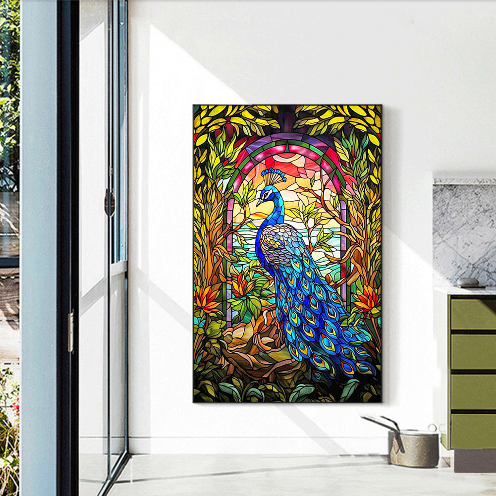 Glass Wind Peacock - Full Round Drill Diamond Painting 40*60CM