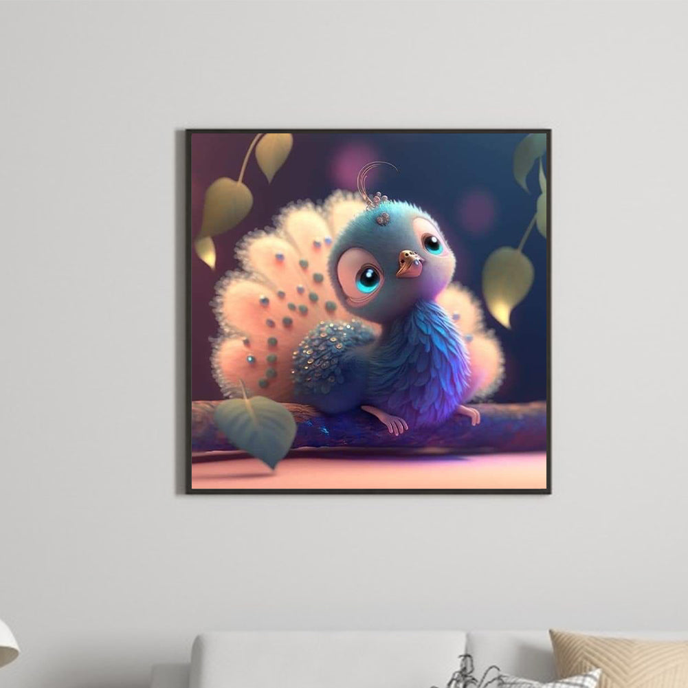 Cute Peacock - Full Round Drill Diamond Painting 30*30CM