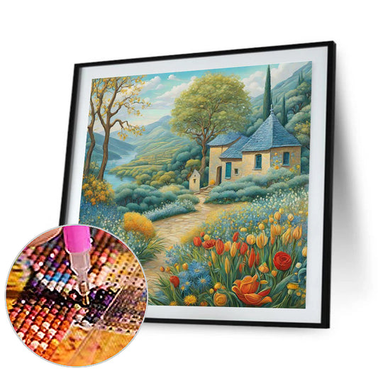 Tulips And Hut - Full Round Drill Diamond Painting 30*30CM