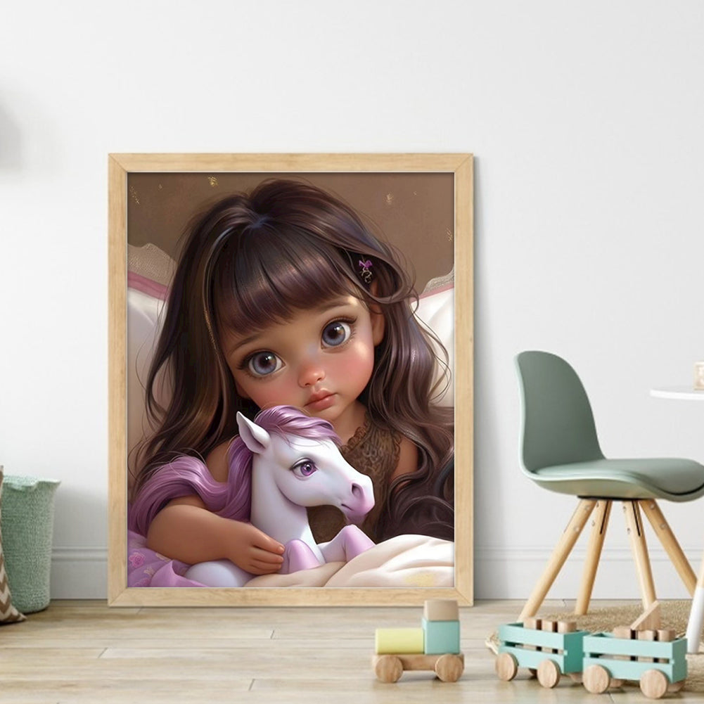 Little Girl And Pony - 11CT Counted Cross Stitch 40*50CM