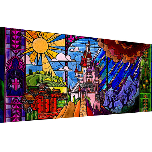 Glass Painting-Hogwarts - 11CT Stamped Cross Stitch 100*50CM