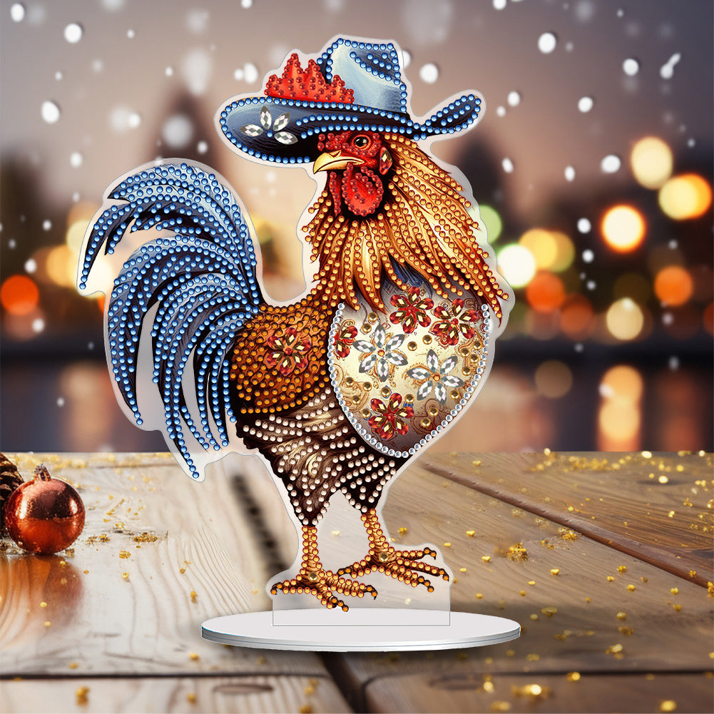 Special Shape Rooster Desktop Diamond Painting Art Office Home Decor (Rooster 4)