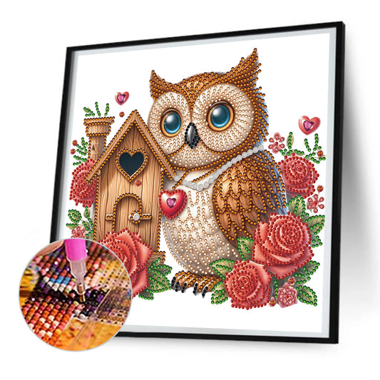 Rose Owl House - Special Shaped Drill Diamond Painting 30*30CM