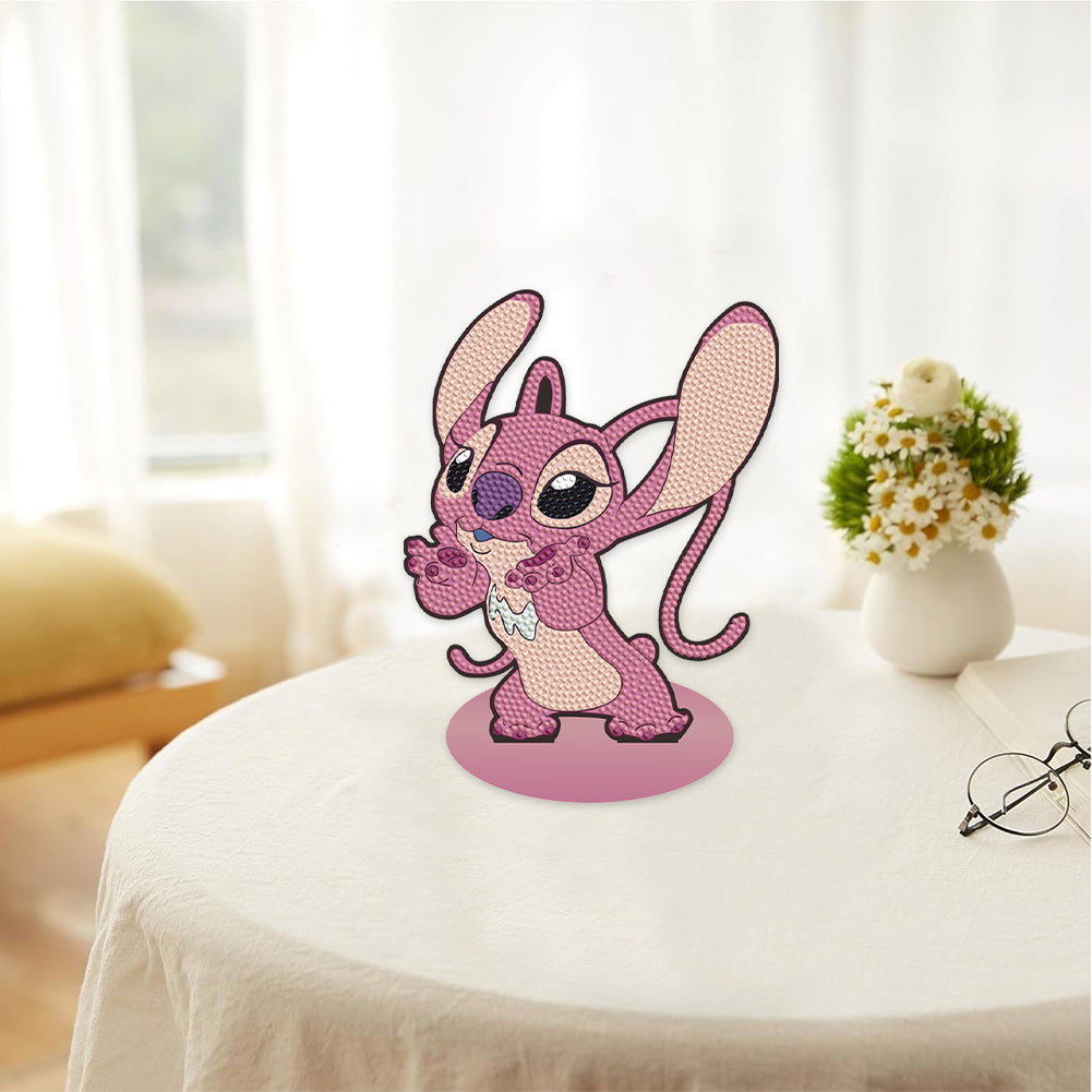 Special Shaped Stitch Desktop Diamond Painting Art for Office Home Decor (Pink)