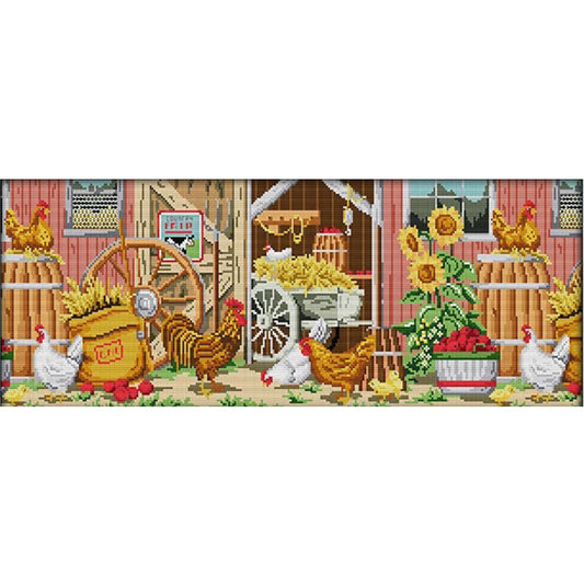 Farmhouse Landscape - 14CT Stamped Cross Stitch 63*28CM(Joy Sunday)