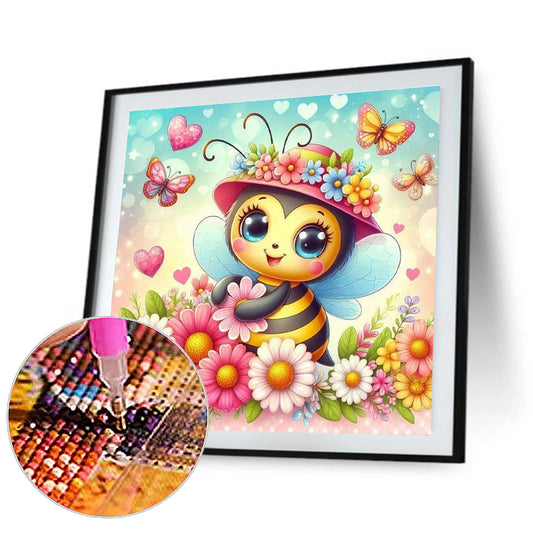 Flower Bee - Full Round Drill Diamond Painting 30*30CM