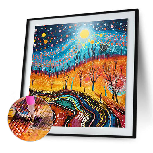 Road Under The Moon - Full Round Drill Diamond Painting 30*30CM