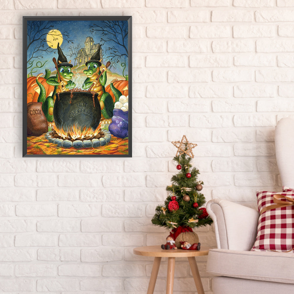 Green Dinosaur Soup - Full Round Drill Diamond Painting 30*40CM