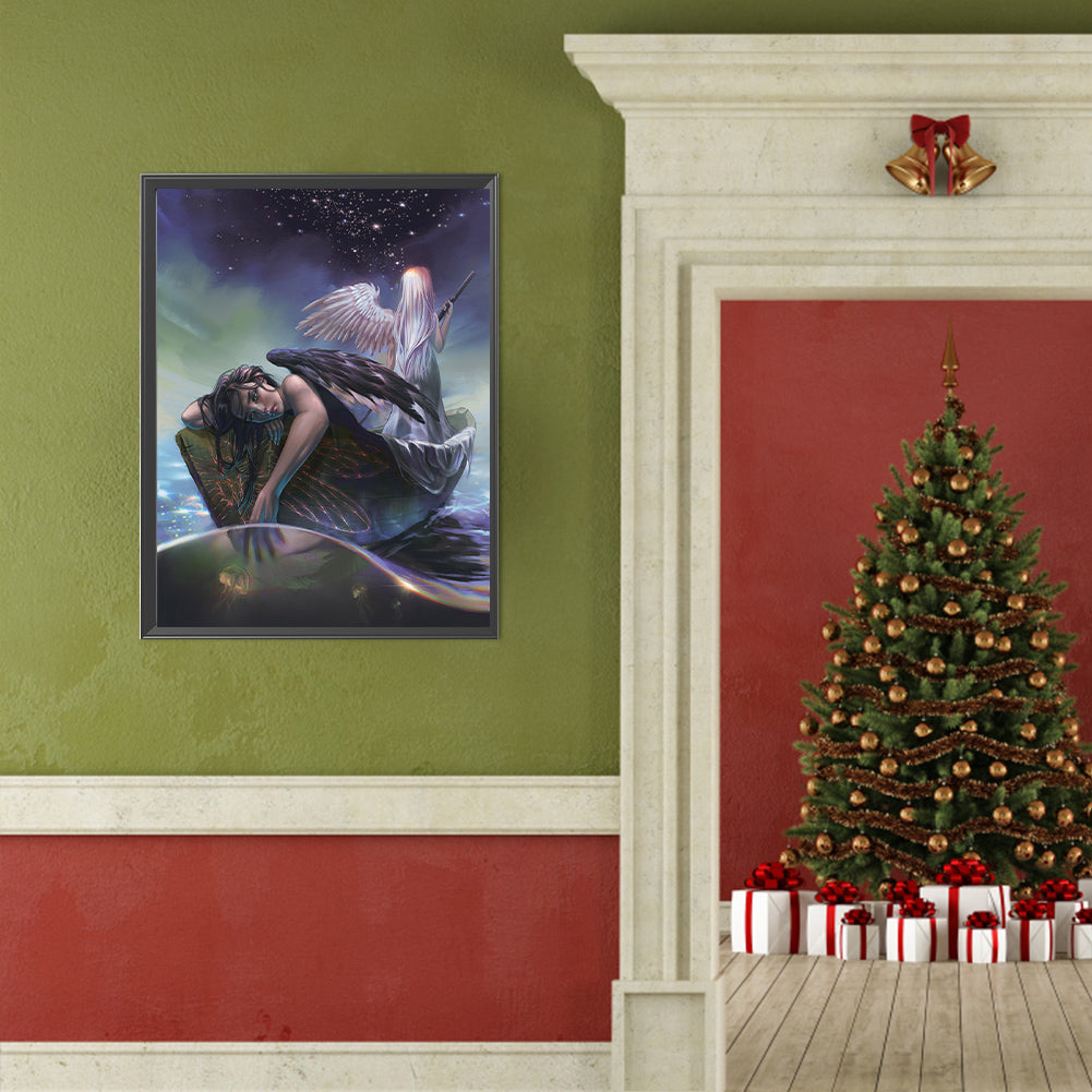 Black And White Angel - Full Round Drill Diamond Painting 40*50CM