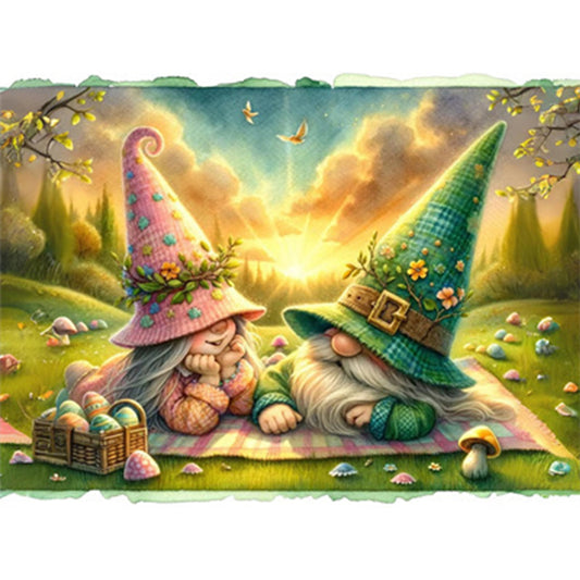 Easter Gnome Chat - Full AB Round Drill Diamond Painting 40*30CM