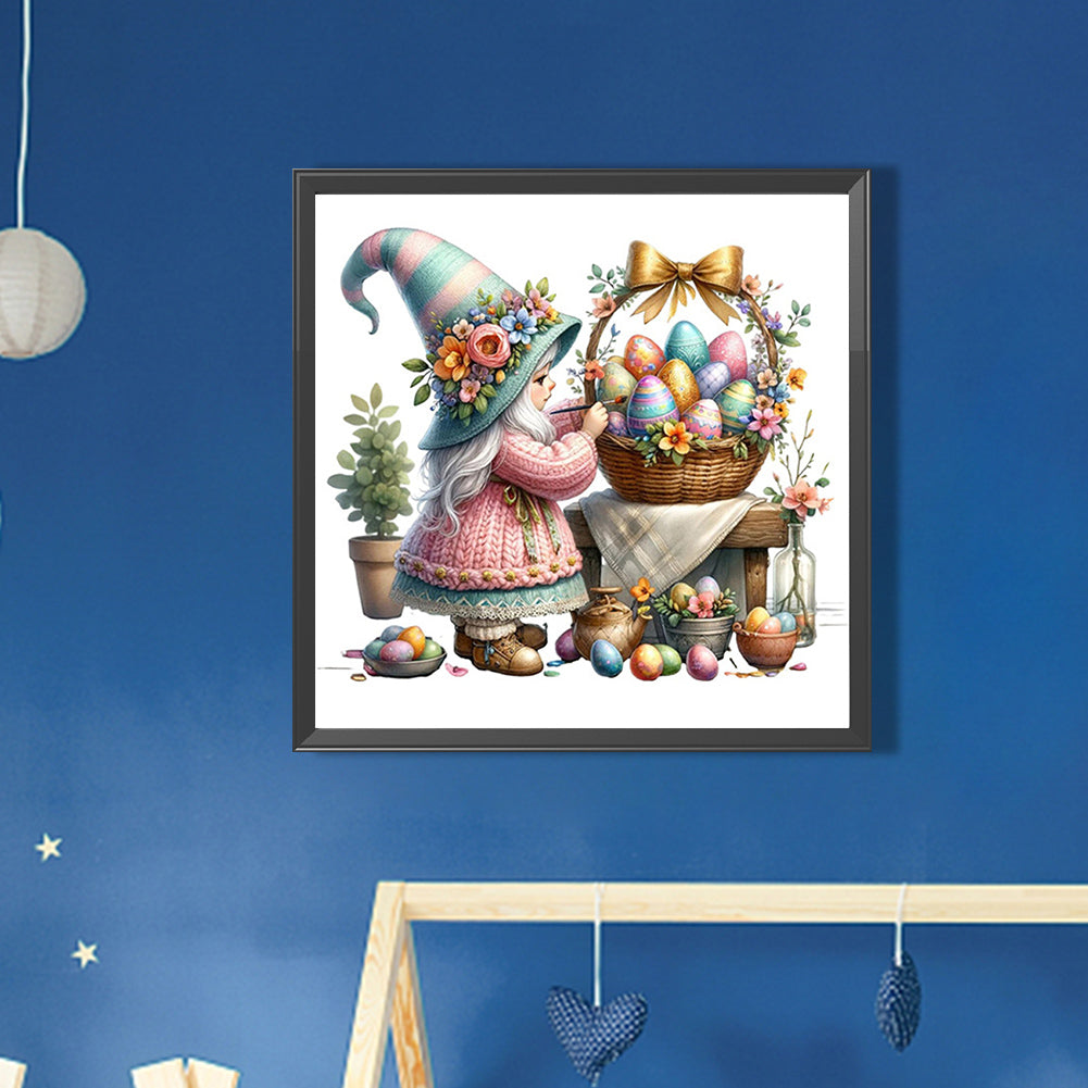 Gnome Painting Easter Eggs - Full AB Round Drill Diamond Painting 30*30CM