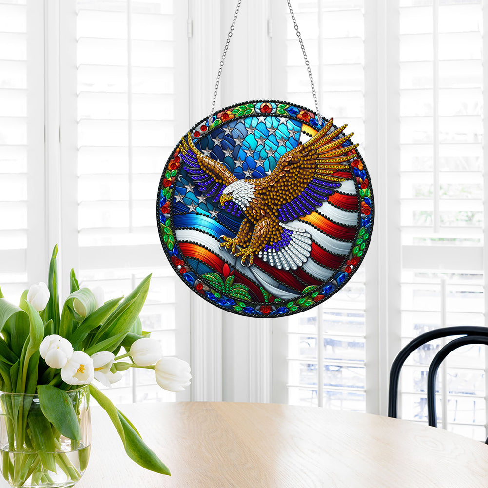 Sun Catcher Diamond Painting Dot Pendant for Office Decor (American EagleKJ0107)