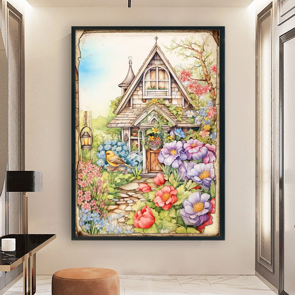 Vintage Poster - Garden Cabin - 11CT Stamped Cross Stitch 40*60CM