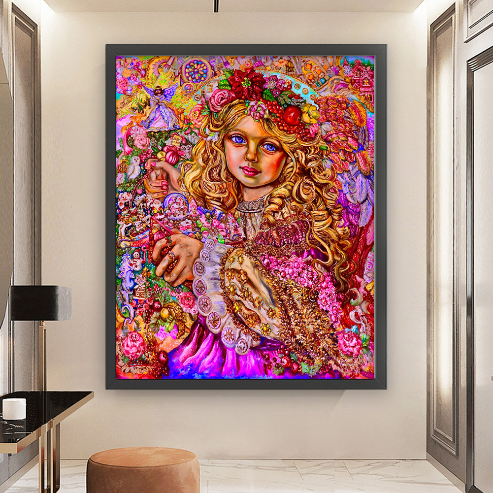 Classical Doll Girl - 11CT Stamped Cross Stitch 50*60CM