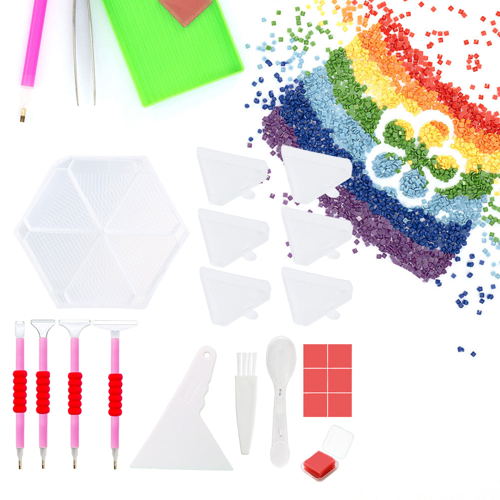 Diamond Painting Tool Accessory Tray Kit with Brush Spoon Pen Glue Clay (Set 1)