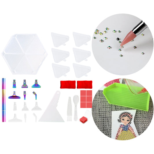 Diamond Painting Tool Accessory Tray Kit with Brush Spoon Glue Clays (Set 3)