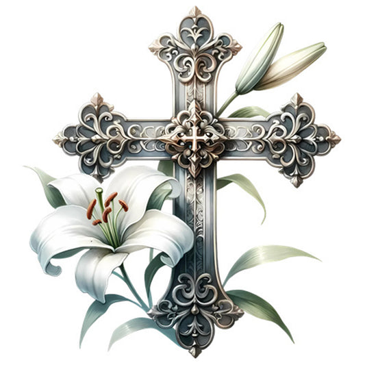 Cross Lily - Full Square Drill Diamond Painting 30*30CM