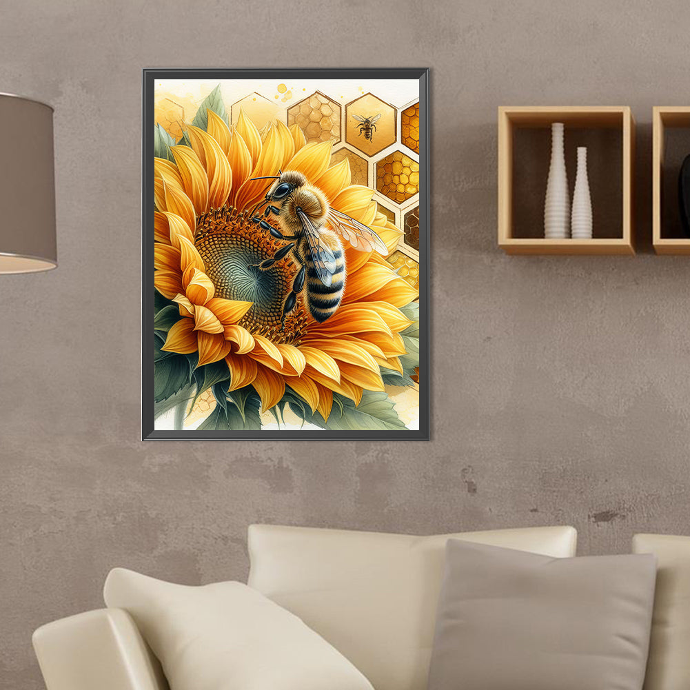 Flower Bee - Full Round Drill Diamond Painting 30*40CM